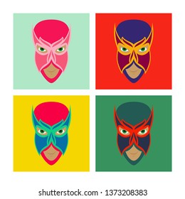 Set of Superhero in Action. Superhero character . Icon in flat style