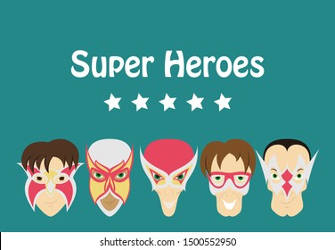 Set of Superhero in Action. Superhero character . Icon in flat style
