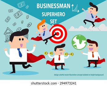 set of superhero businessman with in strength concept, eps10 vector format