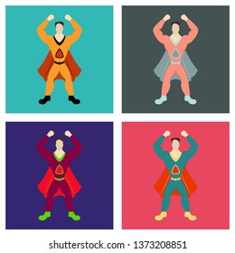Set of Superhero cartoon icon with superman on background isolated flat illustration