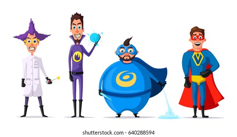 Set of superhero. Cartoon vector illustration