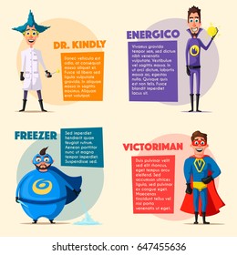 Set of superhero. Cartoon vector illustration