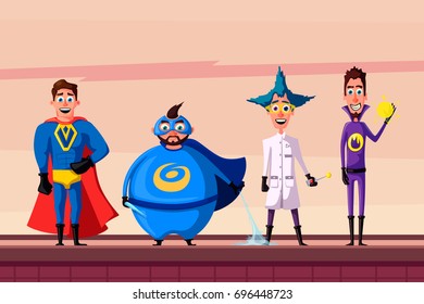 Set of superhero. Cartoon vector illustratration.