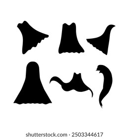 Set Of Superhero cloak silhouette with White Background.