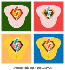 Set of Superhero color flat badges, emblems, logos. Superhero badge icon, power and protect insignia for superhero illustration
