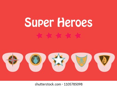 Set of Superhero color flat badges, emblems, logos. Superhero badge icon, power and protect insignia for superhero illustration