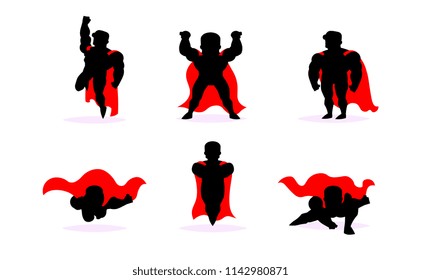 set superhero vector male character action poses