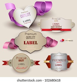 Set of Superior Quality and Satisfaction Guarantee Badges, Labels, Tags. Retro vintage style
