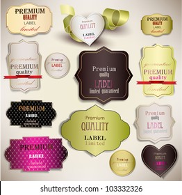 Set of Superior Quality and Satisfaction Guarantee Badges, Labels, Tags. Retro vintage style