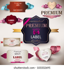 Set of Superior Quality and Satisfaction Guarantee Badges, Labels, Tags. Retro vintage style