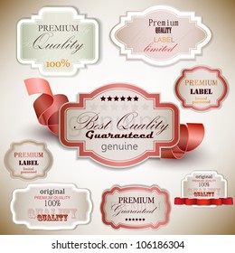 Set of Superior Quality and Satisfaction Guarantee Badges, Labels, Tags. Retro vintage style