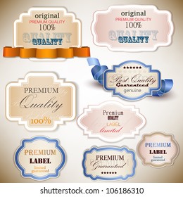 Set of Superior Quality and Satisfaction Guarantee Badges, Labels, Tags. Retro vintage style