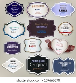 Set of Superior Quality and Satisfaction Guarantee Badges, Labels, Tags. Retro vintage style