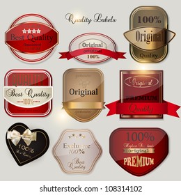 Set of Superior Quality and Satisfaction Guarantee Badges, Labels, Tags. Retro vintage style