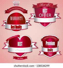Set of Superior Quality and Satisfaction Guarantee Ribbons, Labels, Tags. Retro vintage style