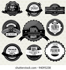 Set of Superior Quality and Satisfaction Guarantee Badges, Labels, Tags. Retro vintage style