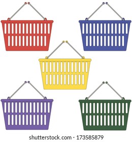 Set supermarket baskets isolated on white background