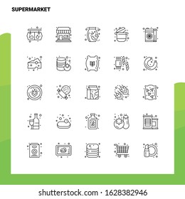 Set of Supermarket Line Icon set 25 Icons. Vector Minimalism Style Design Black Icons Set. Linear pictogram pack.