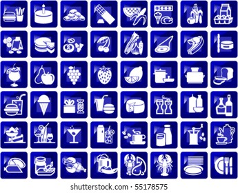 Set of supermarket and restaurant icons