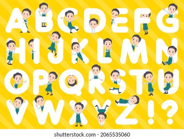 A set of Supermarket staff man designed with alphabet.It's vector art so easy to edit.