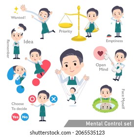 A set of Supermarket staff man with mental control.It's vector art so easy to edit.