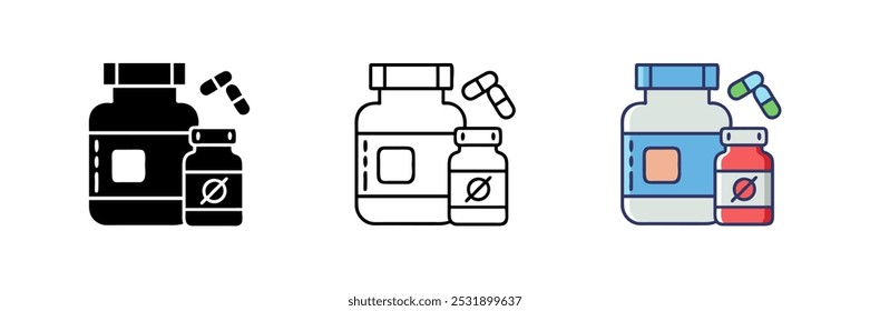 Set of Suplement icons for Health and Wellness element