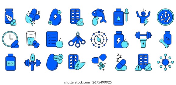 Conjunto de complementos Iconos o símbolos Vector archivo totalmente editable.