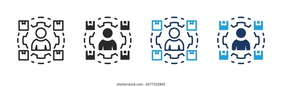 Conjunto de colección de icono de proveedor en estilo múltiple. Icono adecuado para el Web y la aplicación móvil.