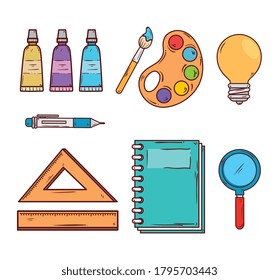 set of supplies education icons vector illustration design