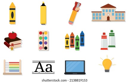 Set supplies school vector illustration
