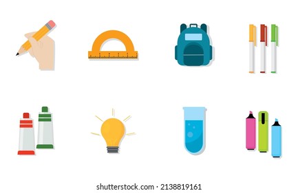 Set supplies school vector illustration