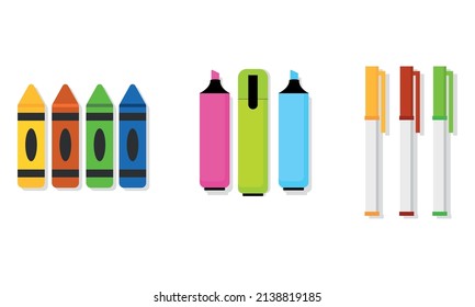 Set supplies school vector illustration