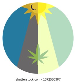 Set of supply chain icons for sun grown outdoor grown cannabis, CBD, hemp or marijuana edibles and beverages. Contains business vector icons such as cultivation, distribution, testing, extraction.