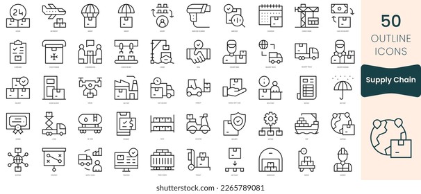 Set of supply chain icons. Thin linear style icons Pack. Vector Illustration