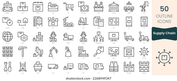 Set of supply chain icons. Thin linear style icons Pack. Vector Illustration