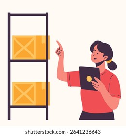 Set of an Supply Chain Inventory Warehouse Character Illustration