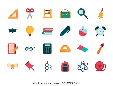 set of supply stationery things education school vector illustration icon design