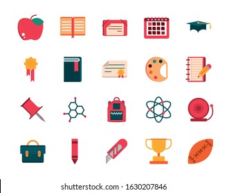 set of supply stationery things education school vector illustration icon design