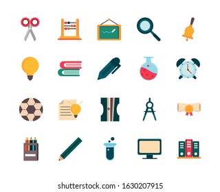 set of supply stationery things education school vector illustration icon design