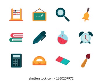 set of supply stationery things education school vector illustration icon design