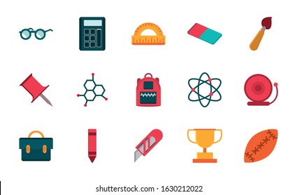 set of supply stationery things education school vector illustration icon design