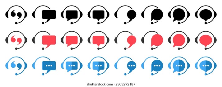 Set of support headphones icons in different style