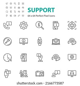 Set von Support-Symbolen, 24-Stunden-Service, Kommunikation