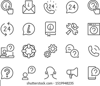 set of support icons, assistant, customer, help, service, information, info, call center