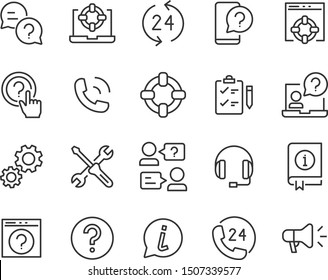 set of support icons, information, help, service, customer, contact