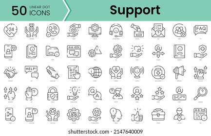 Set of support icons. Line art style icons bundle. vector illustration