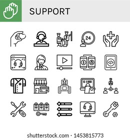 Set of support icons such as Applause, Give, Receptionist, Development, hours, Healthcare, Support, Volunteer, Video marketing, Online shopping, Smartphone, Doctor, Shop , support