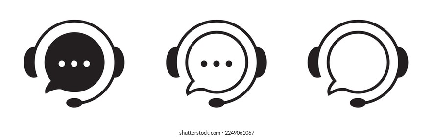 Set of support service icons. Support service. Support service with headphones. Customer Support Icon. Call center symbols. Vector icon 10 eps.