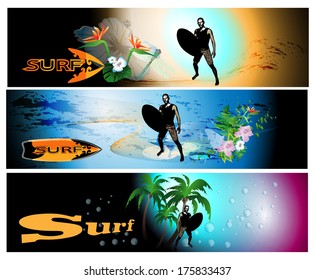 Set of surf banner