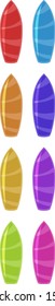Set of surfboard in different colors illustration